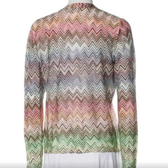 Missoni Cardigan Rainbow Stripe V Neck Rayon 🌈 Size IT44 - Picture 3 of 4